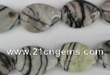 CTJ231 15.5 inches 15*20mm flat teardrop black water jasper beads