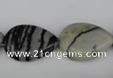 CTJ232 15.5 inches 17*24mm flat teardrop black water jasper beads