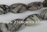 CTJ238 15.5 inches 12*18mm flat drum black water jasper beads