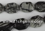 CTJ240 15.5 inches 13*18mm octagonal black water jasper beads