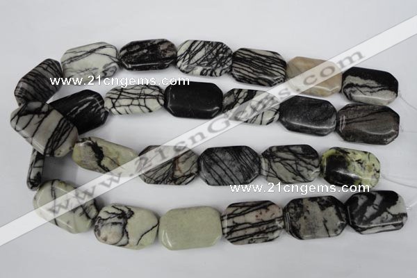 CTJ244 15.5 inches 20*30mm octagonal black water jasper beads