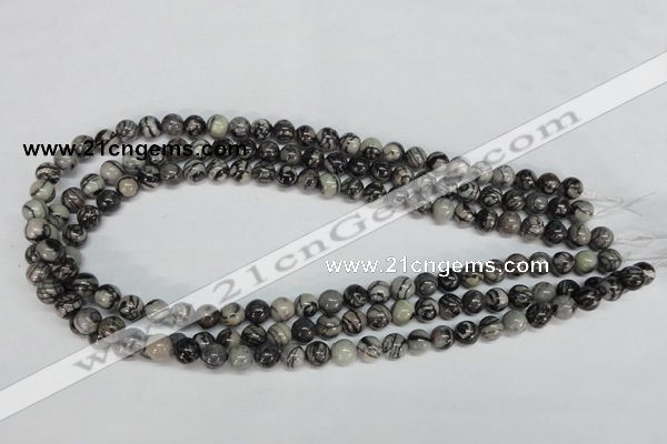 CTJ25 15.5 inches 8mm round black water jasper beads wholesale