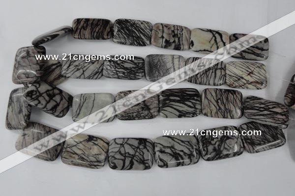 CTJ255 15.5 inches 20*30mm rectangle black water jasper beads