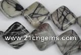 CTJ264 15.5 inches 15*15mm diamond black water jasper beads