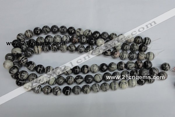 CTJ27 15.5 inches 12mm round black water jasper beads wholesale