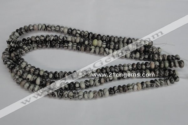 CTJ31 15.5 inches 5*10mm rondelle black water jasper beads wholesale