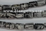CTJ35 15.5 inches 8*10mm tube black water jasper beads wholesale