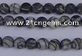 CTJ400 15.5 inches 4mm round matte black water jasper beads