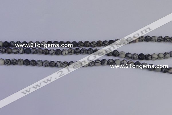 CTJ400 15.5 inches 4mm round matte black water jasper beads