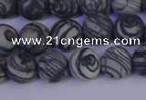 CTJ402 15.5 inches 8mm round matte black water jasper beads