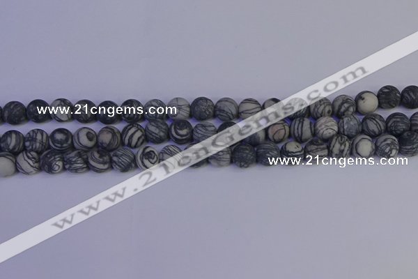 CTJ402 15.5 inches 8mm round matte black water jasper beads