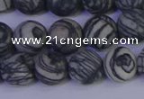 CTJ403 15.5 inches 10mm round matte black water jasper beads