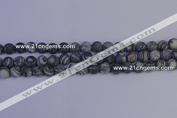 CTJ403 15.5 inches 10mm round matte black water jasper beads