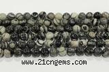 CTJ412 15.5 inches 8mm round black water jasper gemstone beads wholesale