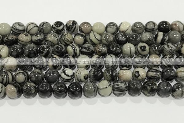 CTJ412 15.5 inches 8mm round black water jasper gemstone beads wholesale