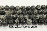 CTJ415 15.5 inches 14mm round black water jasper gemstone beads wholesale