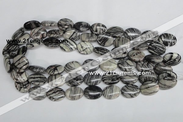 CTJ43 15.5 inches 15*20mm oval black water jasper beads wholesale