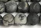 CTJ432 15 inches 8mm round matte black water jasper beads