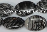 CTJ44 15.5 inches 18*25mm oval black water jasper beads wholesale