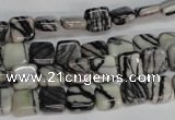 CTJ50 15.5 inches 8*8mm square black water jasper beads wholesale