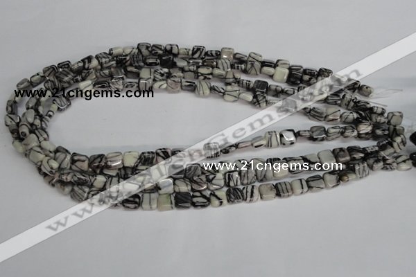 CTJ50 15.5 inches 8*8mm square black water jasper beads wholesale