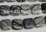 CTJ51 15.5 inches 14*14mm square black water jasper beads wholesale