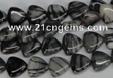 CTJ55 15.5 inches 10*10mm triangle black water jasper beads wholesale