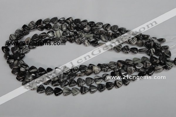 CTJ55 15.5 inches 10*10mm triangle black water jasper beads wholesale