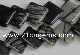 CTJ63 15.5 inches 14*14mm diamond black water jasper beads wholesale