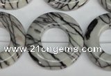 CTJ70 15.5 inches 30mm donut black water jasper beads wholesale