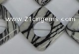 CTJ74 15.5 inches 25*25mm diamond black water jasper beads wholesale