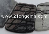 CTJ75 Top drilled 20*25mm - 26*32mm trapezoid black water jasper beads