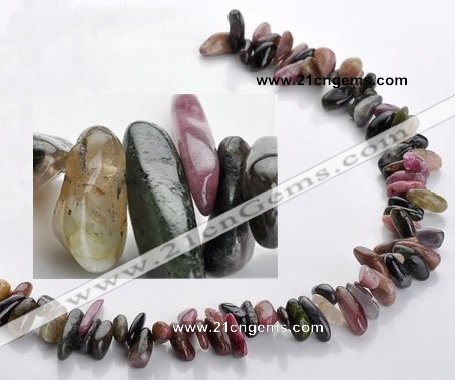 CTO04 15.5 inches 5*13mm freeform natural tourmaline chips beads