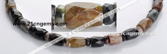 CTO09 faceted column & roundel natural tourmaline bead wholesale