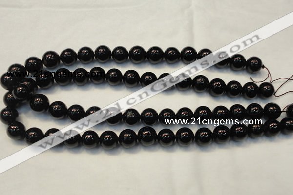 CTO104 15.5 inches 12mm round natural black tourmaline beads