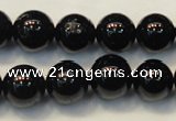 CTO105 15.5 inches 14mm round natural black tourmaline beads