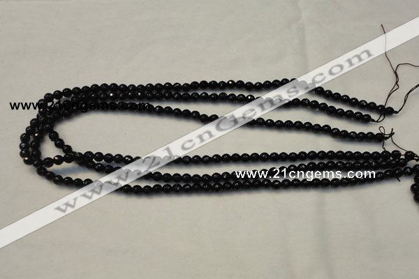 CTO106 15.5 inches 5mm faceted round natural black tourmaline beads