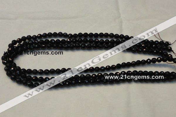 CTO107 15.5 inches 6mm faceted round natural black tourmaline beads