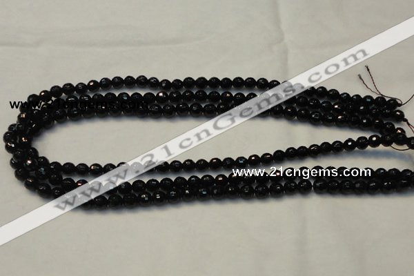 CTO108 15.5 inches 8mm faceted round natural black tourmaline beads