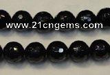 CTO109 15.5 inches 10mm faceted round natural black tourmaline beads