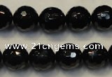 CTO110 15.5 inches 12mm faceted round natural black tourmaline beads