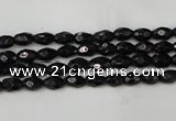 CTO115 15.5 inches 4*6mm faceted rice black tourmaline beads