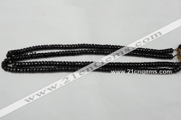 CTO121 15.5 inches 3*6mm rondelle black tourmaline beads