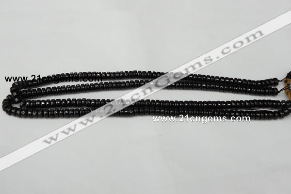 CTO122 15.5 inches 4*8mm rondelle black tourmaline beads