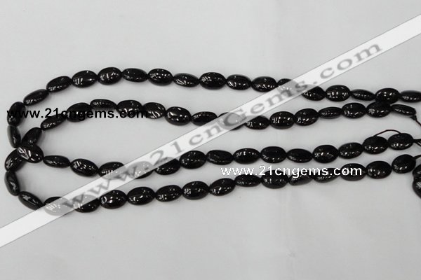 CTO123 15.5 inches 8*12mm oval black tourmaline beads