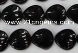 CTO129 15.5 inches 16mm twisted coin black tourmaline beads