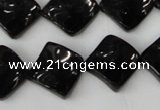 CTO130 15.5 inches 15*15mm twisted diamond black tourmaline beads