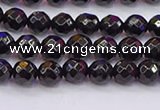 CTO135 15.5 inches 4mm faceted round black tourmaline beads