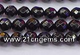 CTO136 15.5 inches 6mm faceted round black tourmaline beads