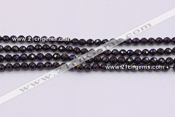 CTO136 15.5 inches 6mm faceted round black tourmaline beads